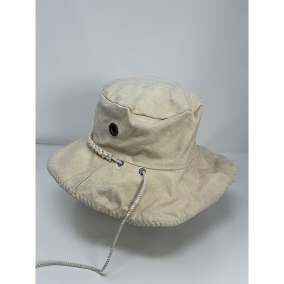 Vintage Hokanson's Sails Canvas Sailing Sun Hat Off White Wide Brim Large - Picture 2 of 9